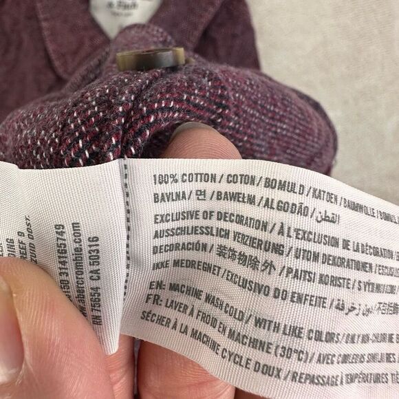 Abercrombie & Fitch Shirt Mens Large Burgundy Muscle Fit LS Knit Button Up - Picture 6 of 7